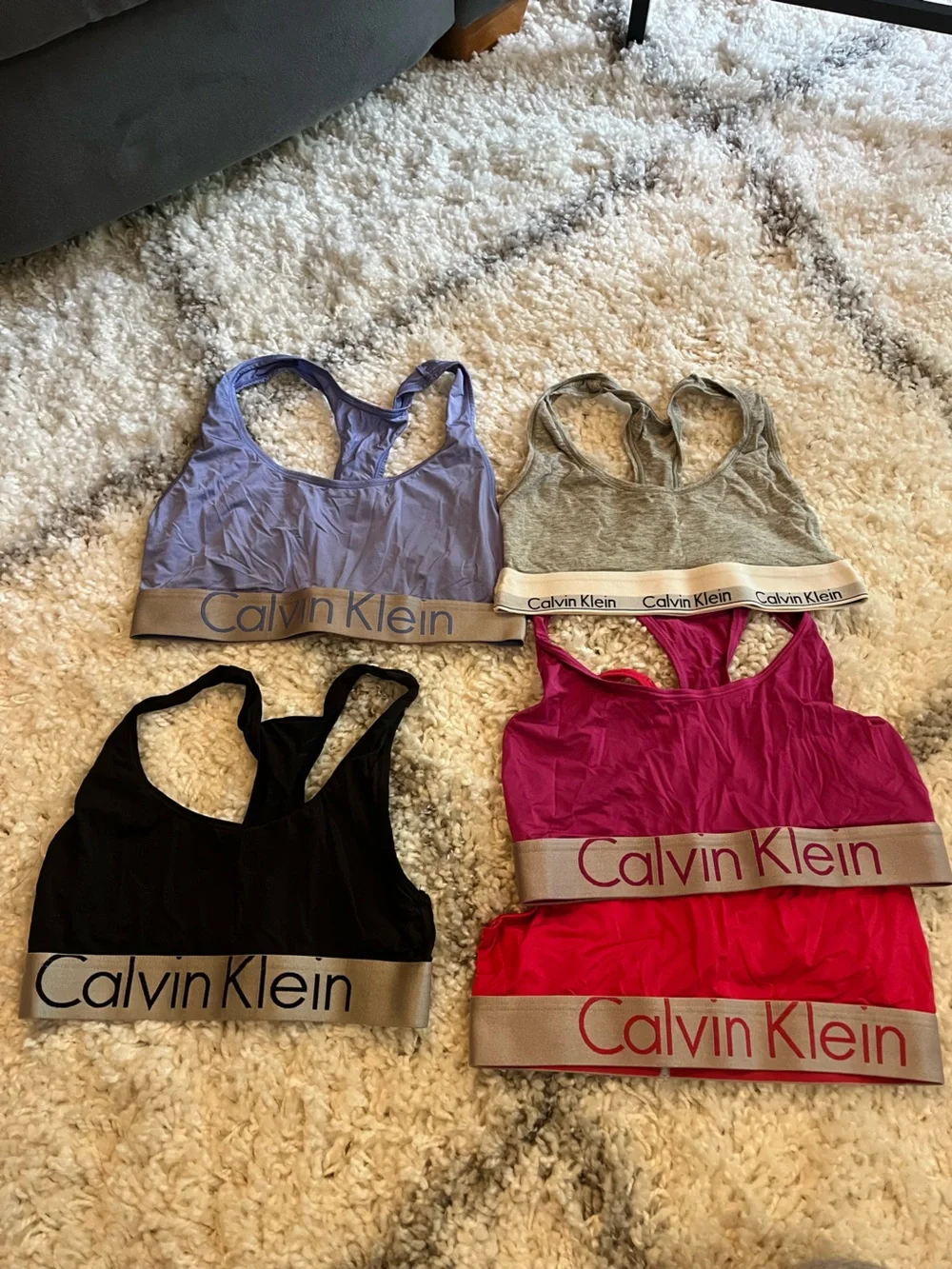 Calvin Klein Racerback Bralette Set in Black, Lavender, Pink, Gray